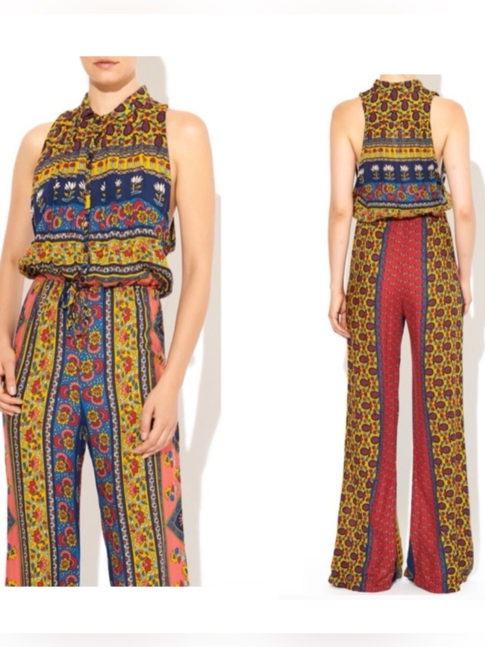 Novella Royale Mixed Pattern Sleeveless Printed Jumpsuit Size XS
